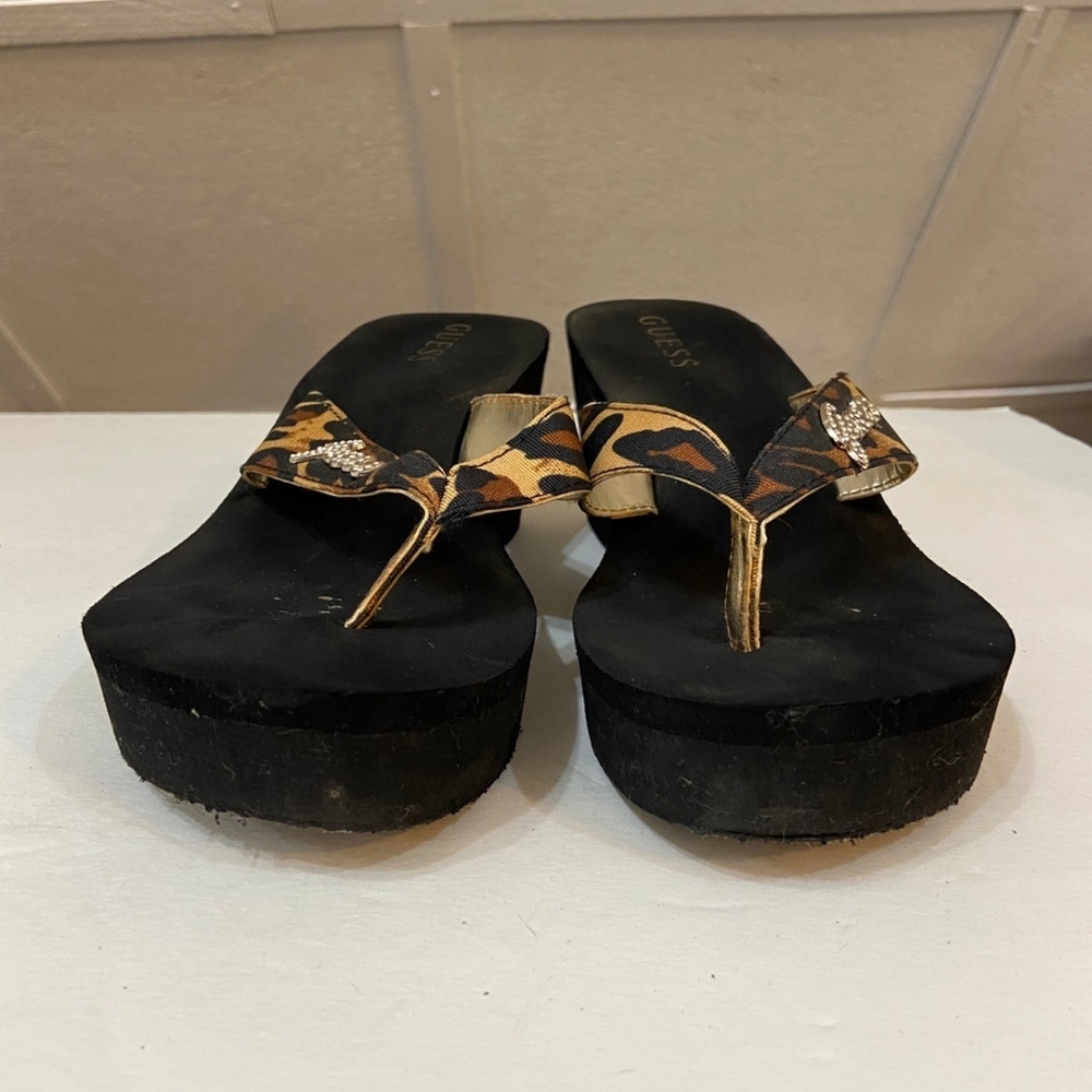 Guess, Animal Print Platform Flip Flops - Size 7.5 - image 4